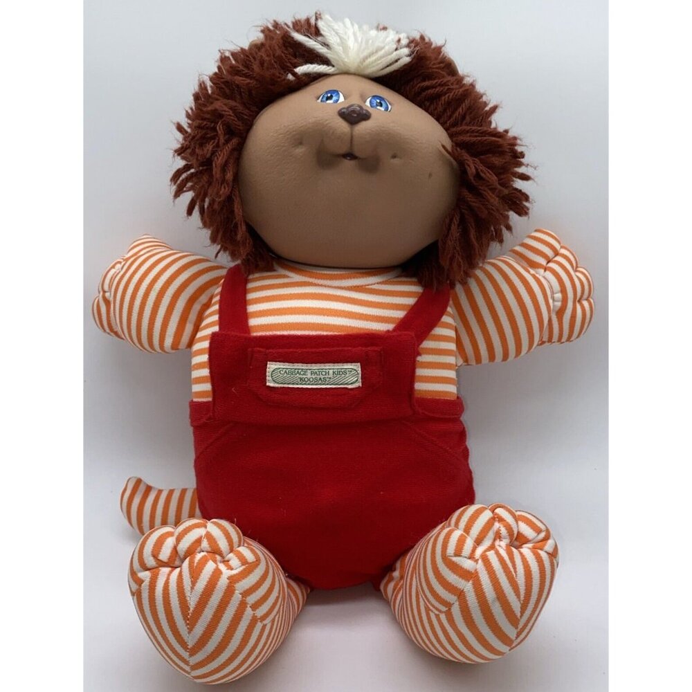 Cabbage Patch Kids Koosas Stuffed Animal Cat Doll Striped Body 15” Vintage 1983